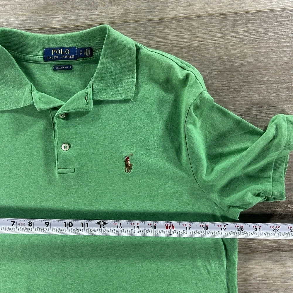 Polo Ralph Lauren Green Small Interlock Polo Shirt Classic Fit Flesh Pony